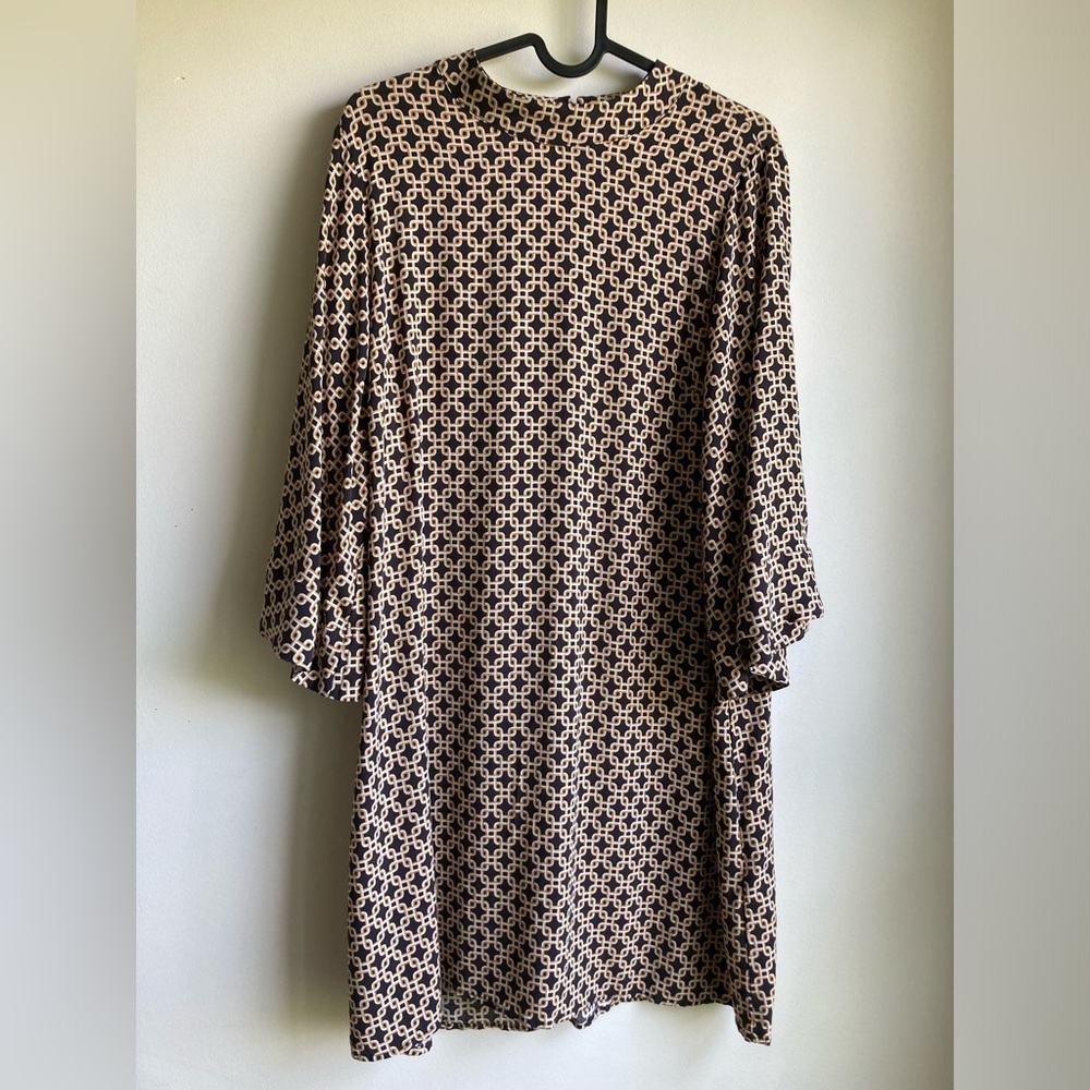 H&M & Richard Allen Chain Print Retro Dress - Black & Gold - Women's Size 8